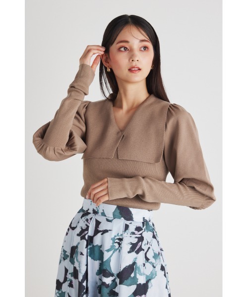rienda(リエンダ)の「ビッグカラーパフスリーブニットトップス(ニット/セーター・レディース・ベージュ/パープル/ブラック・FREE)」の8枚目の写真