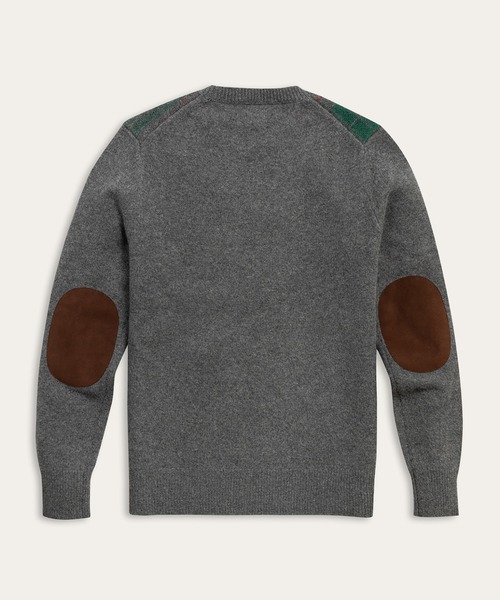 BROOKS BROTHERS(ブルックスブラザーズ)の「ラムズウール タータンチェック クルーネックセーター with エルボーパッチ(ニット/セーター・メンズ・グレー・SMALL/MEDIUM/LARGE)」の2枚目の写真