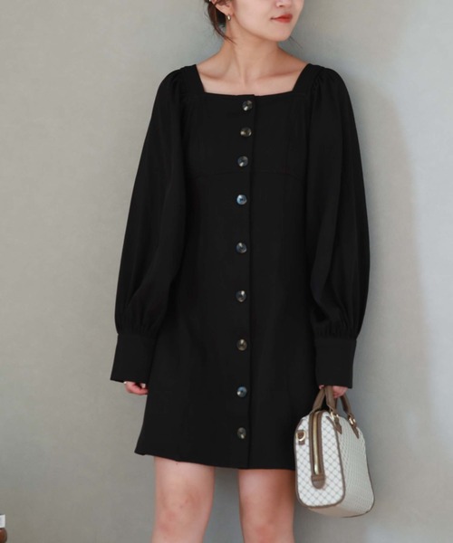 archives（アルシーヴ）の「’フロントボタンハイウエストミニＯＰ’（ジャンパースカート・レディース・ブラック/ベージュ/グレー・MEDIUM）」の15枚目の写真