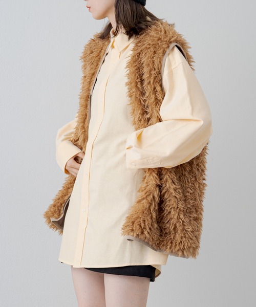 WHIMSIC(ウィムジック)の「【WHIMSIC】オーバーサイズレギュラーカラーシャツ(シャツ/ブラウス・レディース・イエロー/ブルー/ピンク/グリーン/ホワイト/パープル・FREE)」の5枚目の写真