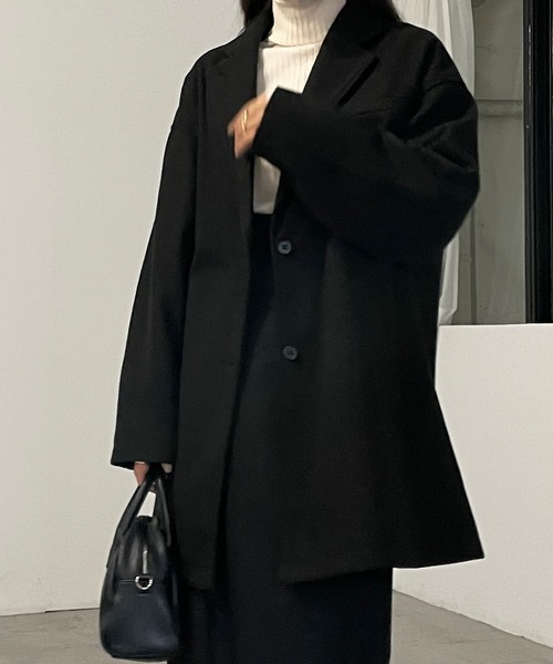 Louere（ルエレ）の「オーバーサイズミドル丈コート（その他アウター・レディース・ダークベージュ/ブラック/アイボリー・SMALL/MEDIUM/LARGE）」の13枚目の写真