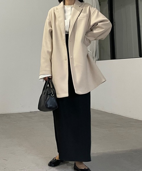 Louere（ルエレ）の「オーバーサイズミドル丈コート（その他アウター・レディース・ダークベージュ/ブラック/アイボリー・SMALL/MEDIUM/LARGE）」の5枚目の写真