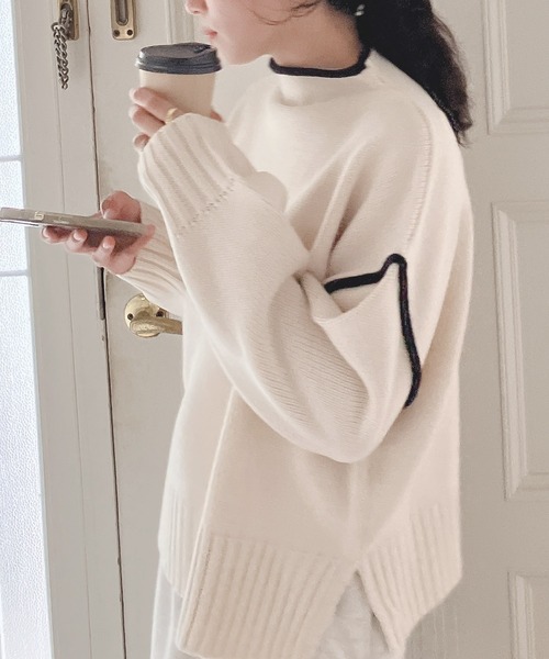 AS KNOW AS plus（アズノゥアズプラス）の「♪2WAYリンキングニットプルオーバー（ニット/セーター・レディース・ブラック/オフホワイト/ミント・FREE）」の19枚目の写真