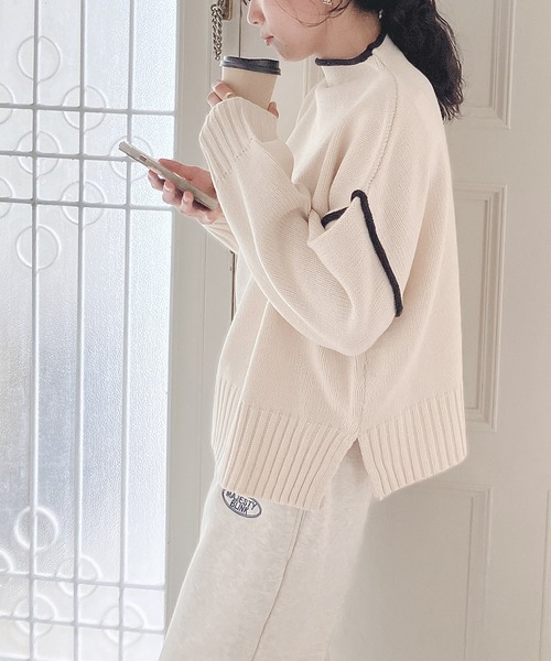 AS KNOW AS plus（アズノゥアズプラス）の「♪2WAYリンキングニットプルオーバー（ニット/セーター・レディース・ブラック/オフホワイト/ミント・FREE）」の15枚目の写真