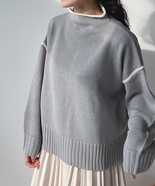 AS KNOW AS plus（アズノゥアズプラス）の「♪2WAYリンキングニットプルオーバー（ニット/セーター・レディース・ブラック/オフホワイト/ミント・FREE）」の12枚目の写真