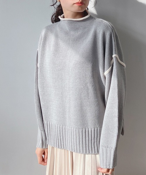 AS KNOW AS plus（アズノゥアズプラス）の「♪2WAYリンキングニットプルオーバー（ニット/セーター・レディース・ブラック/オフホワイト/ミント・FREE）」の20枚目の写真