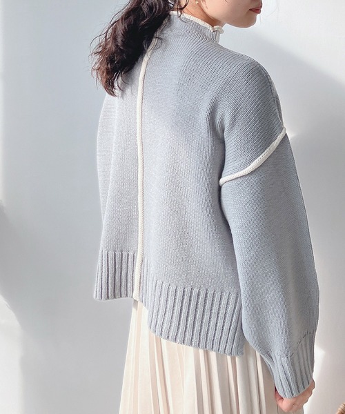 AS KNOW AS plus（アズノゥアズプラス）の「♪2WAYリンキングニットプルオーバー（ニット/セーター・レディース・ブラック/オフホワイト/ミント・FREE）」の16枚目の写真