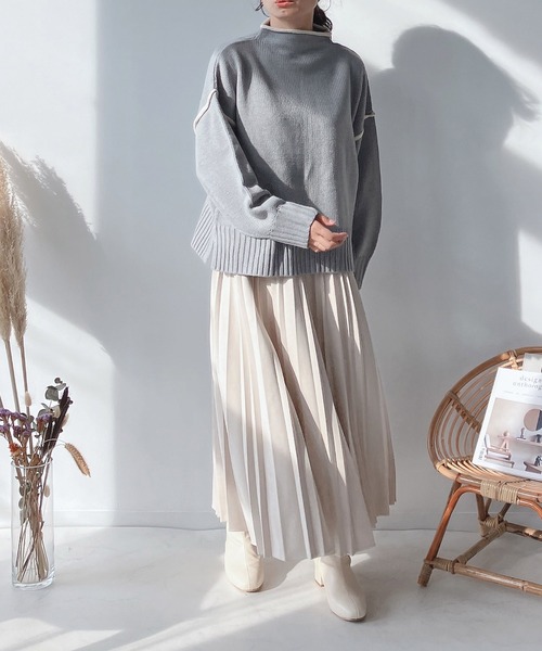 AS KNOW AS plus（アズノゥアズプラス）の「♪2WAYリンキングニットプルオーバー（ニット/セーター・レディース・ブラック/オフホワイト/ミント・FREE）」の7枚目の写真