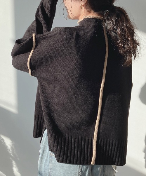 AS KNOW AS plus（アズノゥアズプラス）の「♪2WAYリンキングニットプルオーバー（ニット/セーター・レディース・ブラック/オフホワイト/ミント・FREE）」の10枚目の写真