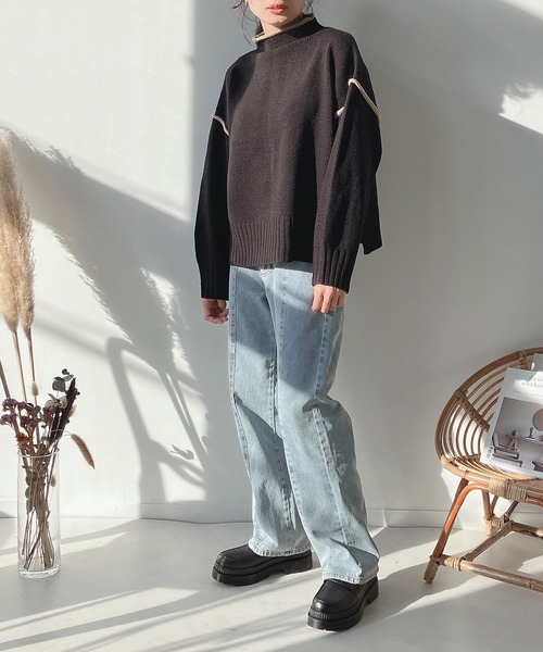 AS KNOW AS plus（アズノゥアズプラス）の「♪2WAYリンキングニットプルオーバー（ニット/セーター・レディース・ブラック/オフホワイト/ミント・FREE）」の13枚目の写真