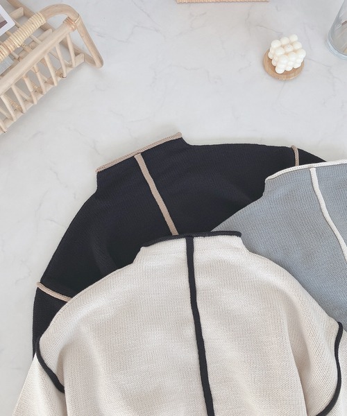 AS KNOW AS plus（アズノゥアズプラス）の「♪2WAYリンキングニットプルオーバー（ニット/セーター・レディース・ブラック/オフホワイト/ミント・FREE）」の5枚目の写真