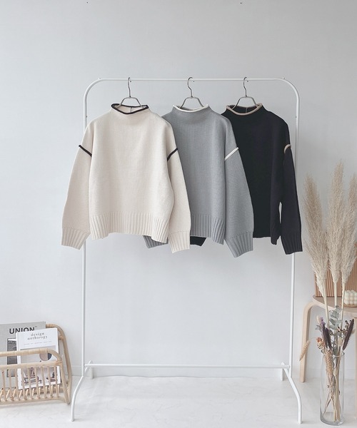 AS KNOW AS plus（アズノゥアズプラス）の「♪2WAYリンキングニットプルオーバー（ニット/セーター・レディース・ブラック/オフホワイト/ミント・FREE）」の14枚目の写真