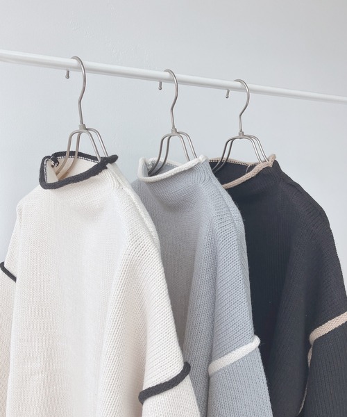 AS KNOW AS plus（アズノゥアズプラス）の「♪2WAYリンキングニットプルオーバー（ニット/セーター・レディース・ブラック/オフホワイト/ミント・FREE）」の18枚目の写真