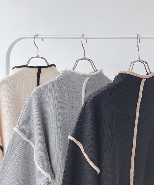 AS KNOW AS plus（アズノゥアズプラス）の「♪2WAYリンキングニットプルオーバー（ニット/セーター・レディース・ブラック/オフホワイト/ミント・FREE）」の9枚目の写真