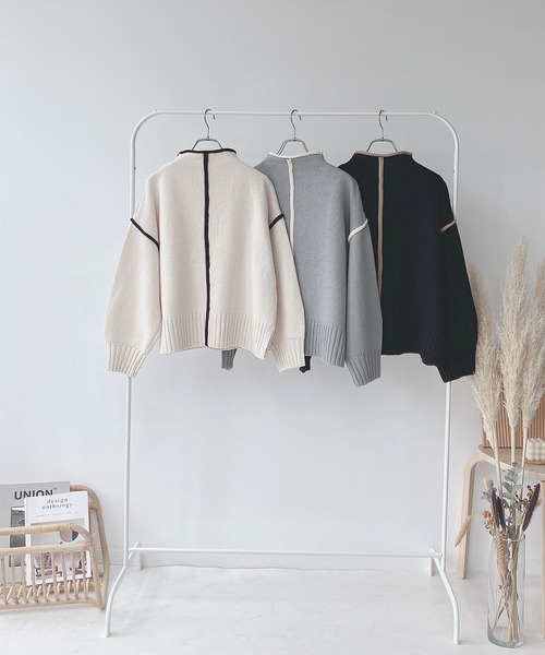 AS KNOW AS plus（アズノゥアズプラス）の「♪2WAYリンキングニットプルオーバー（ニット/セーター・レディース・ブラック/オフホワイト/ミント・FREE）」の22枚目の写真