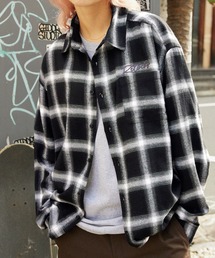 MONO-MART | 【retock's】ロゴ刺繍 オンブレチェック ビッグシルエット長袖シャツ(シャツ/ブラウス)