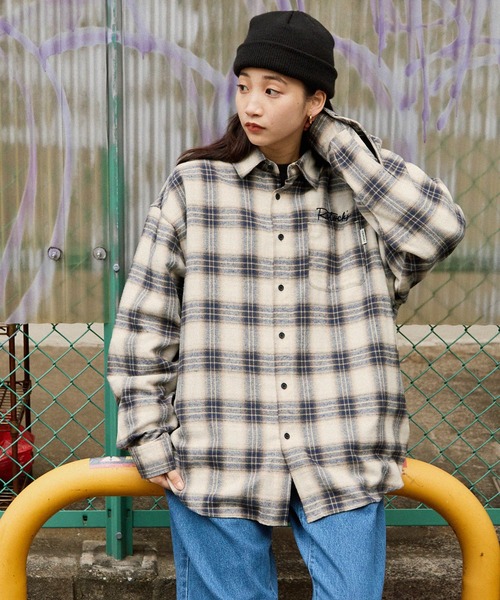 オンブレチェック シャツ 長袖 シャドーチェック ビッグシルエット オンブレチェック シャツ 長袖 シャドーチェック ビッグシルエット
