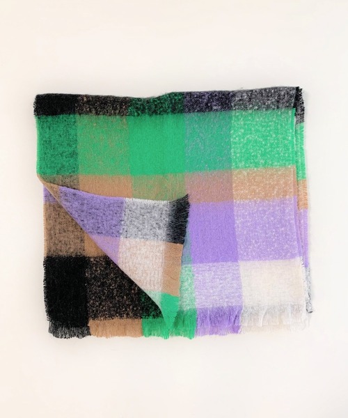 Q(キュー)の「マルチカラーチェックストール(ストール/ショール・レディース・グリーン系その他/ピンク系その他・ONE SIZE)」の2枚目の写真