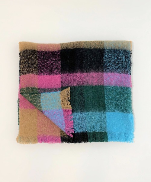 Q(キュー)の「マルチカラーチェックストール(ストール/ショール・レディース・グリーン系その他/ピンク系その他・ONE SIZE)」の1枚目の写真