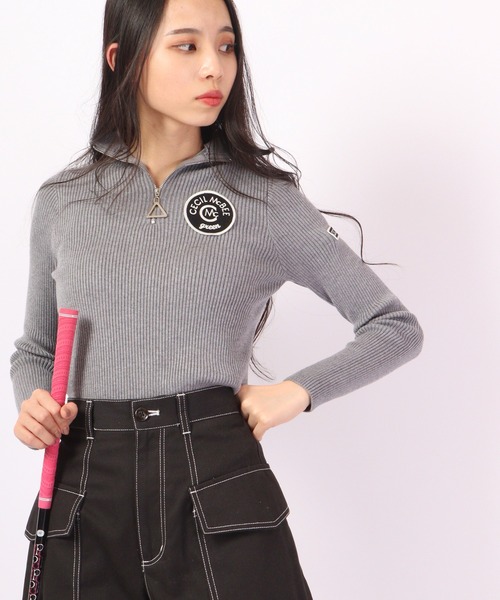 セシルマクビーグリーン CECIL McBEE green ハーフジップニット （BK） セシルマクビーグリーン CECIL McBEE green ハーフジップニット