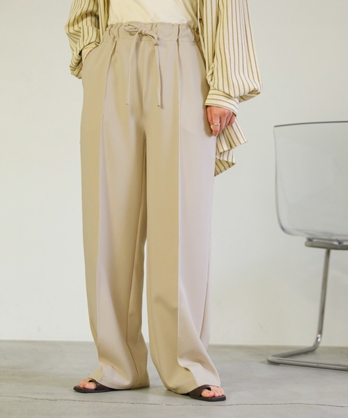 select MOCA（セレクトモカ）の「センタープレスリラックスストレートパンツ（スラックス・レディース・ベージュ/ブラック/グレー・FREE）」の13枚目の写真