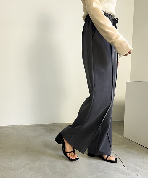 センタープレスリラックスストレートパンツ（スラックス）｜select