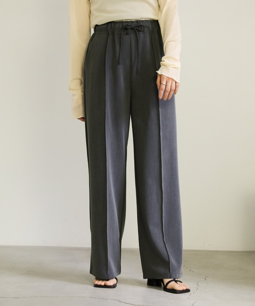 センタープレスリラックスストレートパンツ（スラックス）｜select