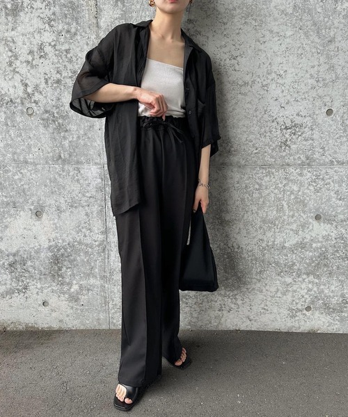 センタープレスリラックスストレートパンツ（スラックス）｜select