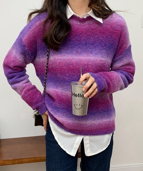 ABITOKYO(アビトーキョー)の「グラデーションブークレニットプルオーバー(ニット/セーター・レディース・パープル/ブラウン/ブルー/ブラック・FREE)」の22枚目の写真