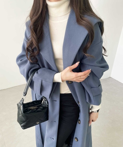 JILLSTUART コートロング ブルー 最終値下げ JILL STUART ピーコート pコート ダブルビーバーロングコート