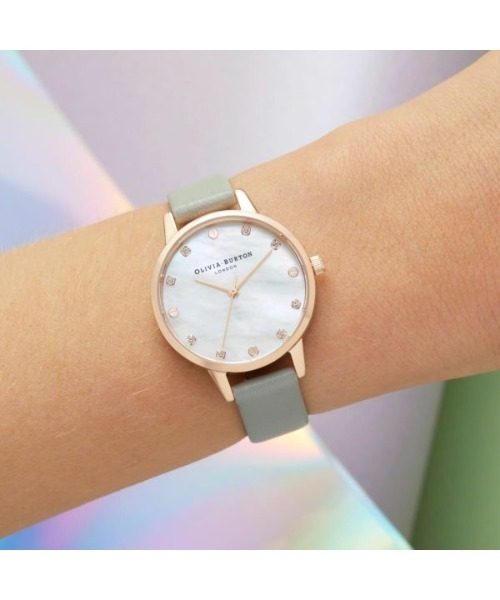 OLIVIA BURTON（オリビアバートン）の「「OLIVIA BURTON/オリビアバートン」 クラシックス レザーベルト 30mm 34mm 腕時計（アナログ腕時計・レディース・グレー/アイボリー・34mm/30mm）」の2枚目の写真