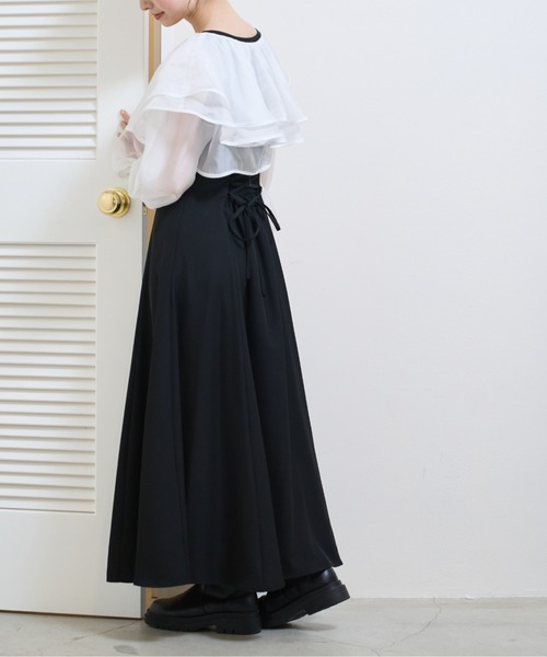 OLIVE des OLIVE（オリーブデオリーブ）の「ラッフルボレロ付きフレアワンピース（ワンピース・レディース・ブルー/ブラック・FREE）」の4枚目の写真