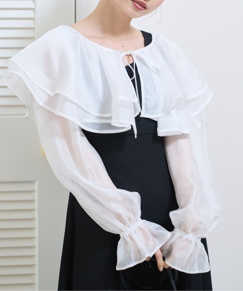 OLIVE des OLIVE（オリーブデオリーブ）の「ラッフルボレロ付きフレアワンピース（ワンピース・レディース・ブルー/ブラック・FREE）」の6枚目の写真