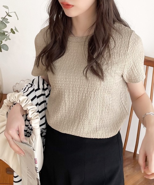 Java（ジャバ）の「《JaVa ジャバコラボ》大人のシンプル。ぽこぽこ素材ベーシックTee（Tシャツ/カットソー・レディース・グリーン系その他/イエロー/ブラック/グレイッシュベージュ/アイボリー・LARGE/MEDIUM/SMALL/X-LARGE）」の14枚目の写真