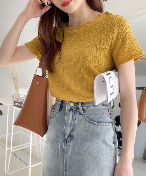 Java（ジャバ）の「《JaVa ジャバコラボ》大人のシンプル。ぽこぽこ素材ベーシックTee（Tシャツ/カットソー・レディース・グリーン系その他/イエロー/ブラック/グレイッシュベージュ/アイボリー・LARGE/MEDIUM/SMALL/X-LARGE）」の15枚目の写真
