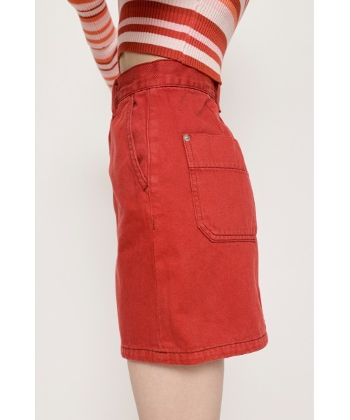 SLY（スライ）の「LIGHT ONS H/W COLOR S/SK-E ライトオンス ハイウエスト カラー ショートスカート デニム カラーデニム セットアップ可能（デニムスカート・レディース・レッド・0/1/2）」の8枚目の写真