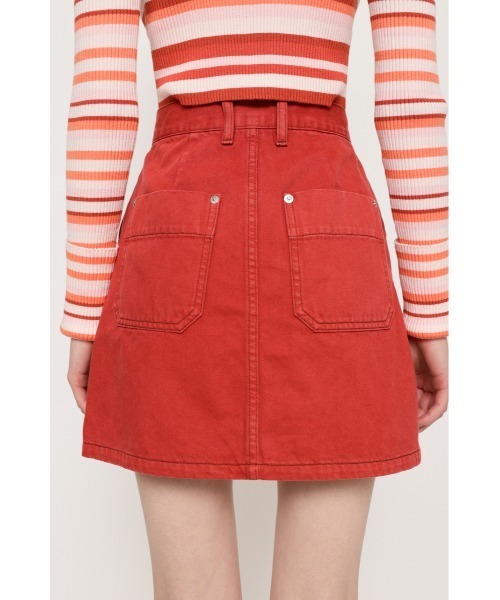 SLY（スライ）の「LIGHT ONS H/W COLOR S/SK-E ライトオンス ハイウエスト カラー ショートスカート デニム カラーデニム セットアップ可能（デニムスカート・レディース・レッド・0/1/2）」の7枚目の写真