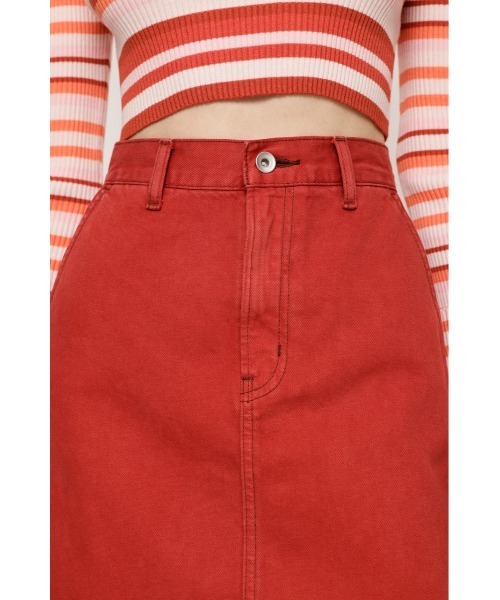 SLY（スライ）の「LIGHT ONS H/W COLOR S/SK-E ライトオンス ハイウエスト カラー ショートスカート デニム カラーデニム セットアップ可能（デニムスカート・レディース・レッド・0/1/2）」の6枚目の写真