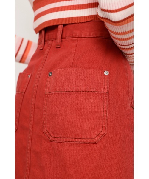 SLY（スライ）の「LIGHT ONS H/W COLOR S/SK-E ライトオンス ハイウエスト カラー ショートスカート デニム カラーデニム セットアップ可能（デニムスカート・レディース・レッド・0/1/2）」の5枚目の写真