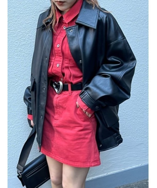 SLY（スライ）の「LIGHT ONS H/W COLOR S/SK-E ライトオンス ハイウエスト カラー ショートスカート デニム カラーデニム セットアップ可能（デニムスカート・レディース・レッド・0/1/2）」の15枚目の写真