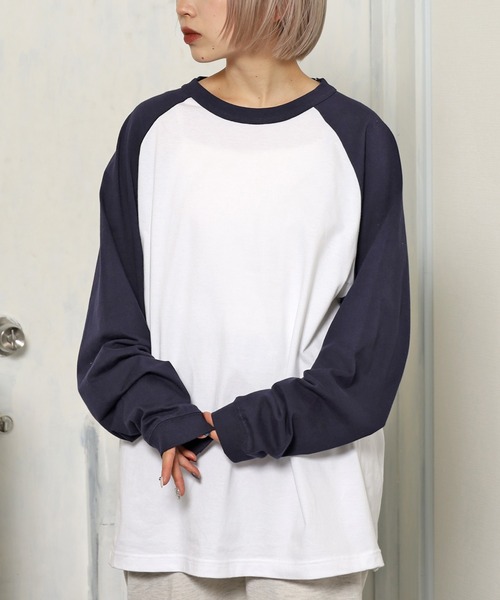 ROOPTOKYO（ループトウキョウ）の「【UNITED ATHLE】ラグラン ロングスリーブ Tシャツ（Tシャツ/カットソー・メンズ・ホワイト×グリーン/ホワイト×ブラック/ホワイト×ネイビー/ホワイト系その他・M/XL/L）」の5枚目の写真