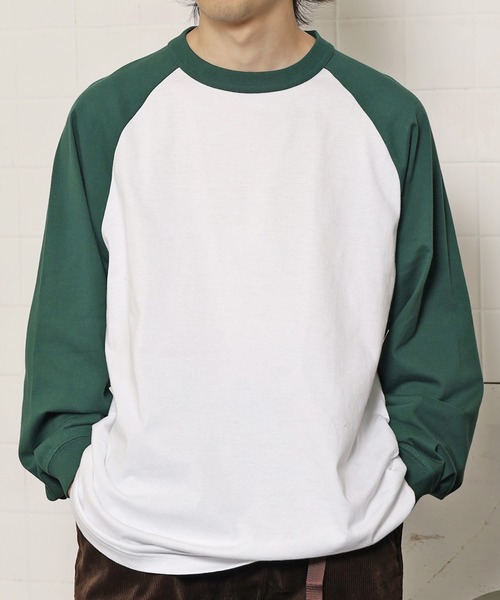 ROOPTOKYO（ループトウキョウ）の「【UNITED ATHLE】ラグラン ロングスリーブ Tシャツ（Tシャツ/カットソー・メンズ・ホワイト×グリーン/ホワイト×ブラック/ホワイト×ネイビー/ホワイト系その他・M/XL/L）」の8枚目の写真