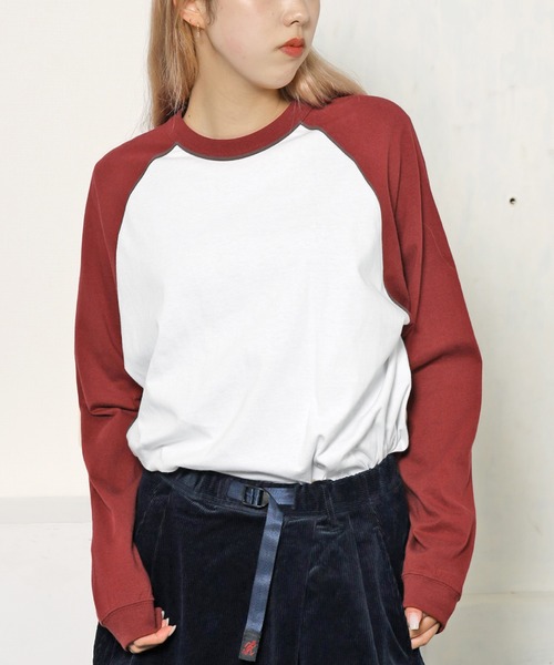 ROOPTOKYO（ループトウキョウ）の「【UNITED ATHLE】ラグラン ロングスリーブ Tシャツ（Tシャツ/カットソー・メンズ・ホワイト×グリーン/ホワイト×ブラック/ホワイト×ネイビー/ホワイト系その他・M/XL/L）」の6枚目の写真