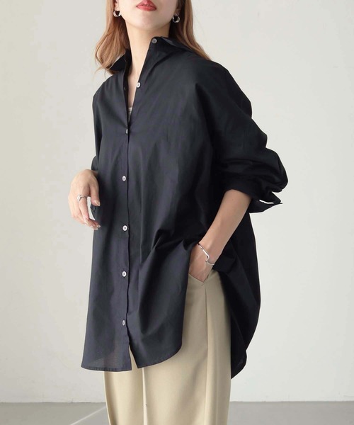 HER CLOSET（ハークローゼット）の「【shemoshelly】WEB限定デザインワイドスリーブビッグシャツ（シャツ/ブラウス・レディース・ブラック/ホワイト/ブルー/ライトイエロー・M）」の12枚目の写真