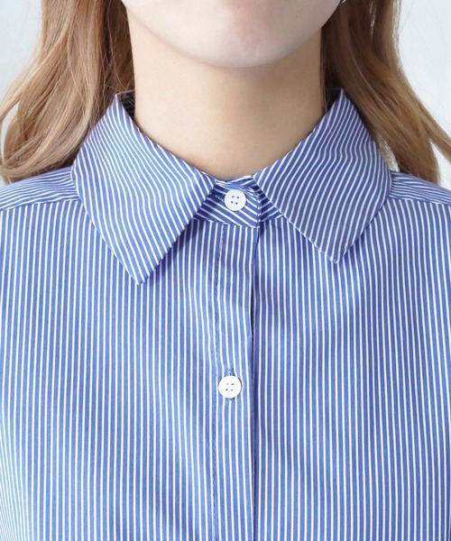 HER CLOSET（ハークローゼット）の「【shemoshelly】WEB限定デザインワイドスリーブビッグシャツ（シャツ/ブラウス・レディース・ブラック/ホワイト/ブルー/ライトイエロー・M）」の10枚目の写真