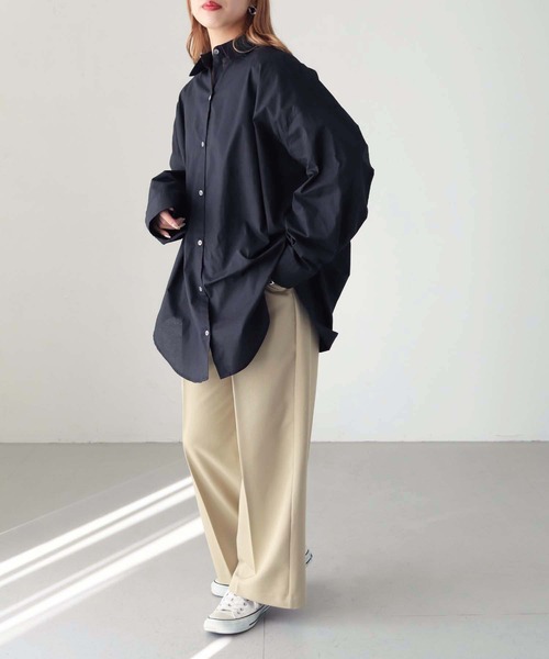 HER CLOSET（ハークローゼット）の「【shemoshelly】WEB限定デザインワイドスリーブビッグシャツ（シャツ/ブラウス・レディース・ブラック/ホワイト/ブルー/ライトイエロー・M）」の16枚目の写真