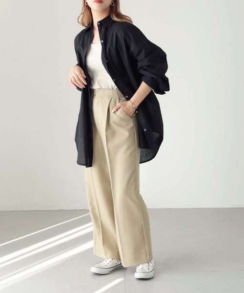 HER CLOSET（ハークローゼット）の「【shemoshelly】WEB限定デザインワイドスリーブビッグシャツ（シャツ/ブラウス・レディース・ブラック/ホワイト/ブルー/ライトイエロー・M）」の18枚目の写真