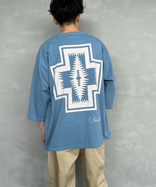 PENDLETON（ペンドルトン）の「[PENDLETON/ペンドルトン] 別注 ネイティブ柄バックプリント 7分袖Tシャツ（Tシャツ/カットソー・レディース・ホワイト/ブラック/ブルー・S/M/L/XL）」の13枚目の写真