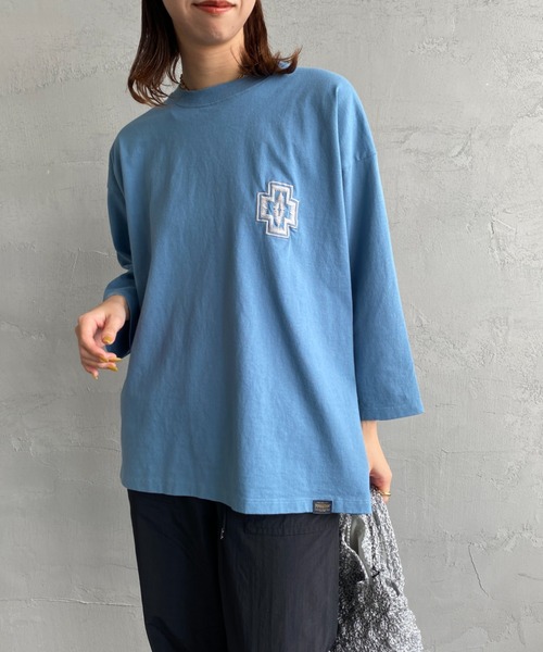 PENDLETON（ペンドルトン）の「[PENDLETON/ペンドルトン] 別注 ネイティブ柄バックプリント 7分袖Tシャツ（Tシャツ/カットソー・レディース・ホワイト/ブラック/ブルー・S/M/L/XL）」の4枚目の写真