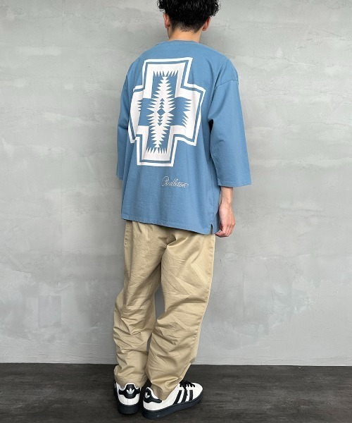 PENDLETON（ペンドルトン）の「[PENDLETON/ペンドルトン] 別注 ネイティブ柄バックプリント 7分袖Tシャツ（Tシャツ/カットソー・レディース・ホワイト/ブラック/ブルー・S/M/L/XL）」の18枚目の写真
